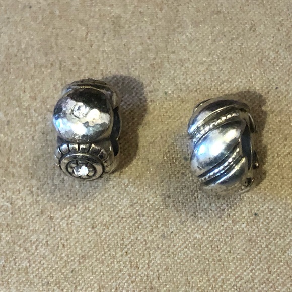 Two Brighton silver beads: Pizazz with crystal accents & Twisted Bliss Retired - Picture 2 of 6